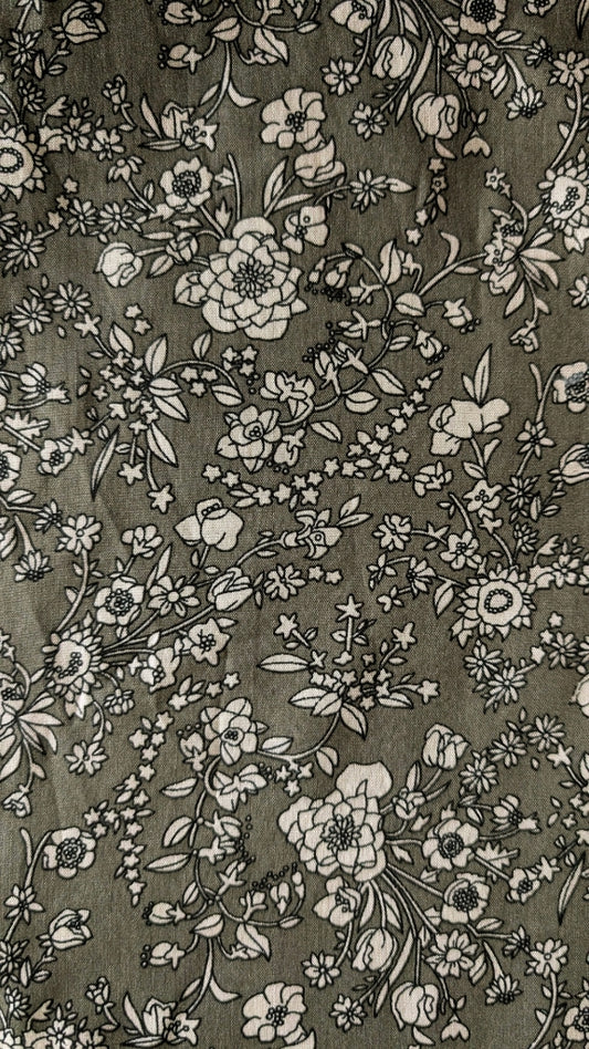 Modest Prayer Abaya With Hijab | Dusty Green Botanical Print