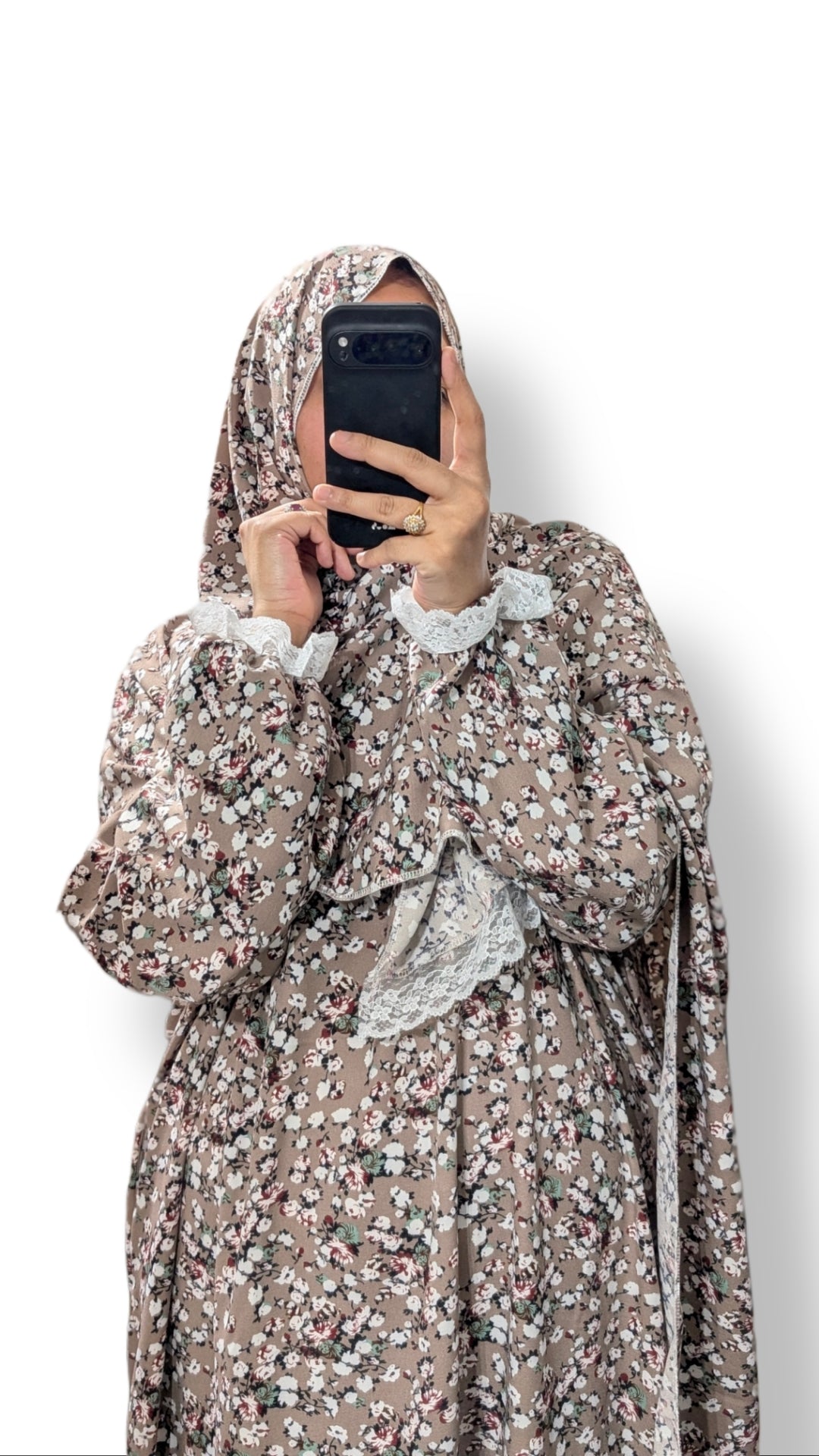 Modest Prayer Abaya With Hijab | Floral Mocha