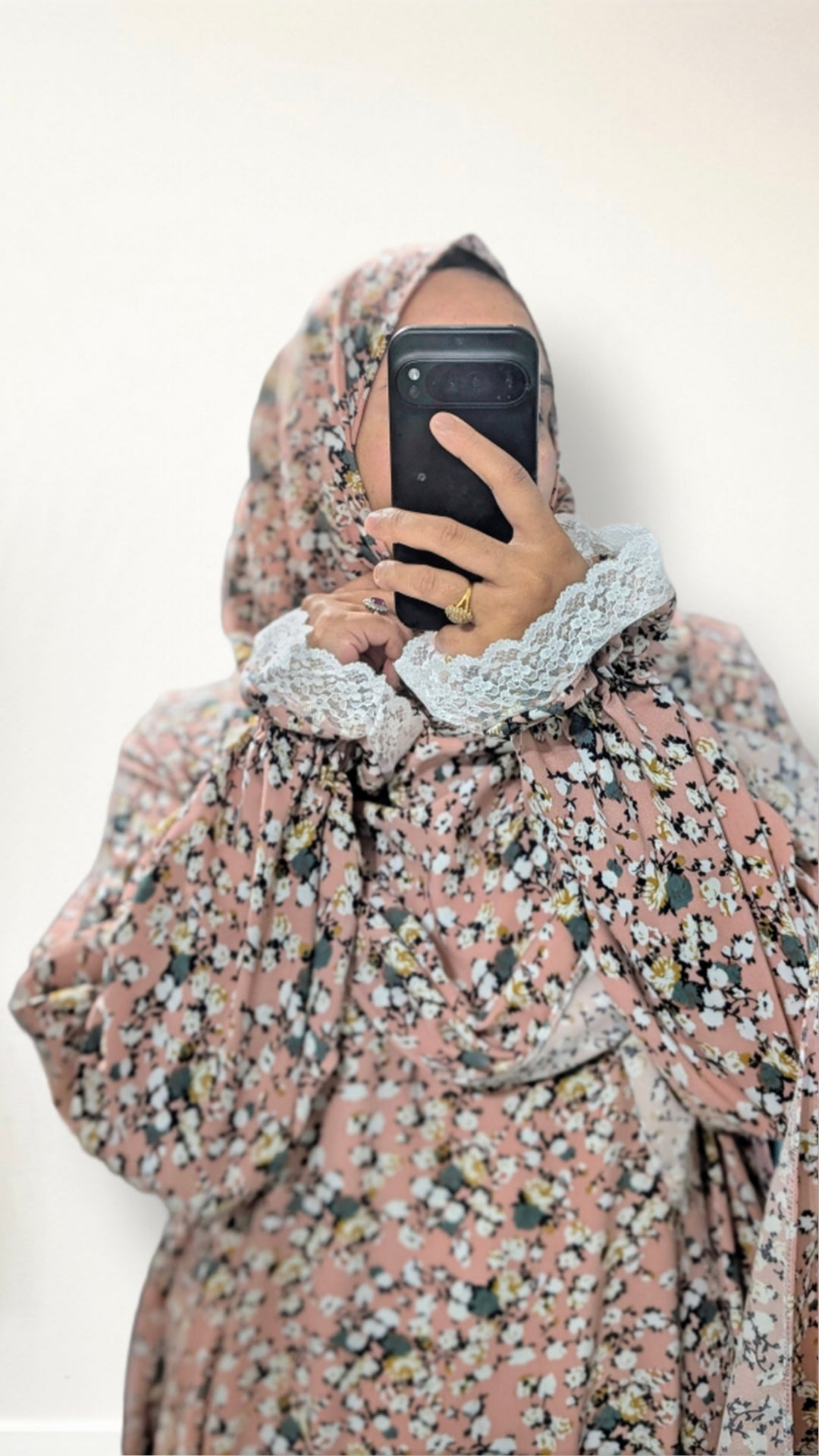 Modest Prayer Abaya With Hijab | Floral Pink