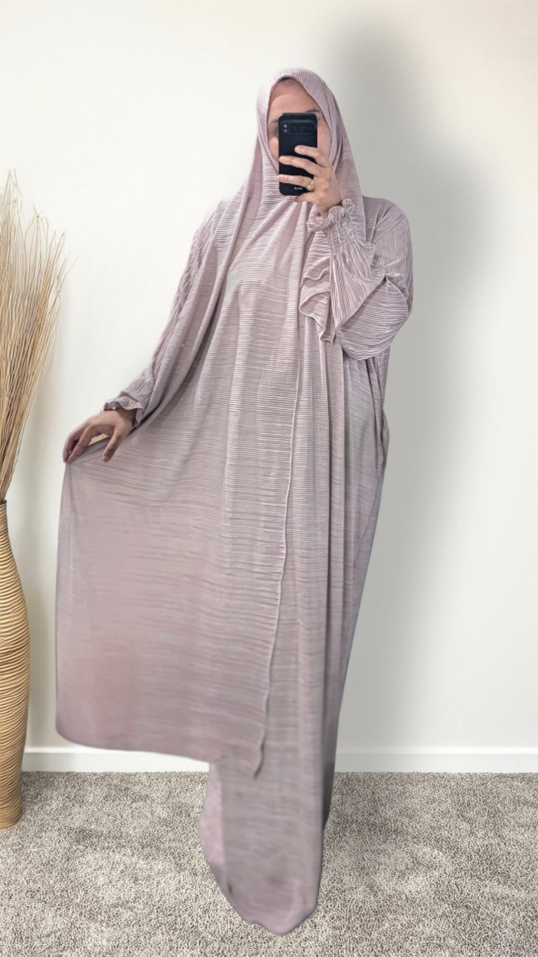 Modest Prayer Abaya With Hijab | Pink Pleat