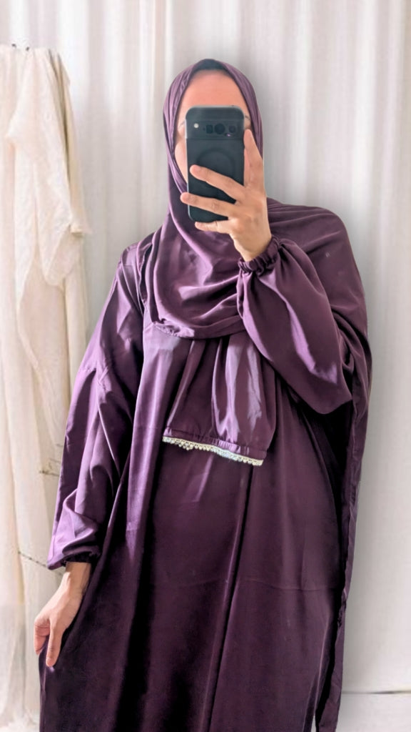 Signature Prayer Abaya With Hijab | Plum