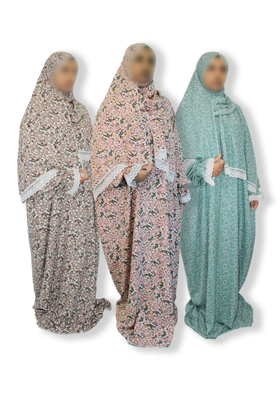 Modest Prayer Abaya With Hijab | Floral Teal