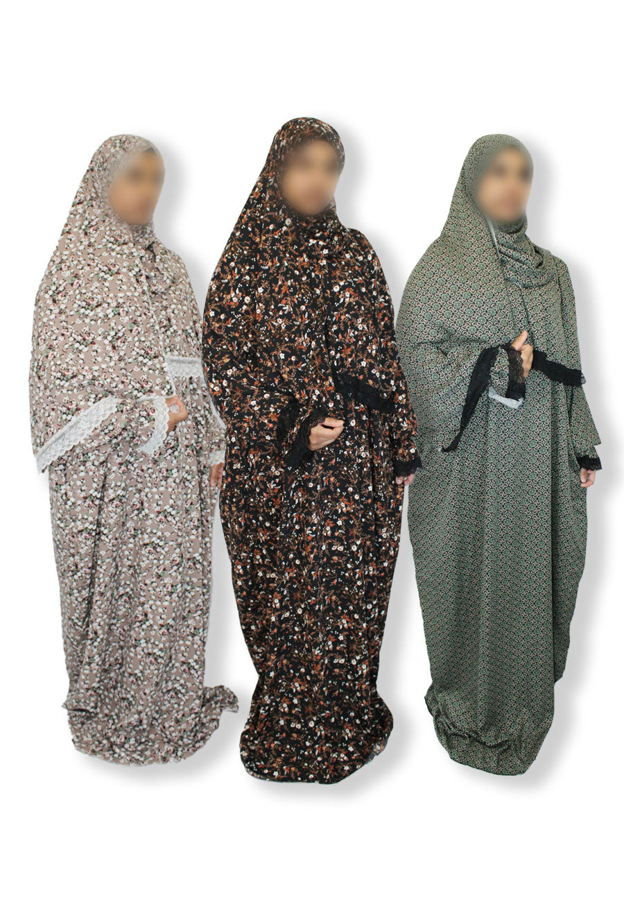 Modest Prayer Abaya With Hijab | Floral Mocha