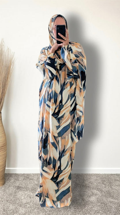 Modest Prayer Abaya With Hijab | Abstract Print