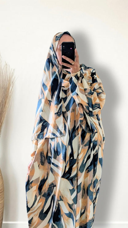 Modest Prayer Abaya With Hijab | Abstract Print