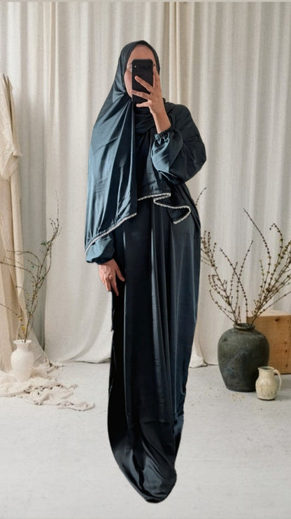 Signature Prayer Abaya With Hijab | Deep Bottle Green