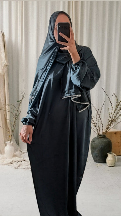 Signature Prayer Abaya With Hijab | Deep Bottle Green