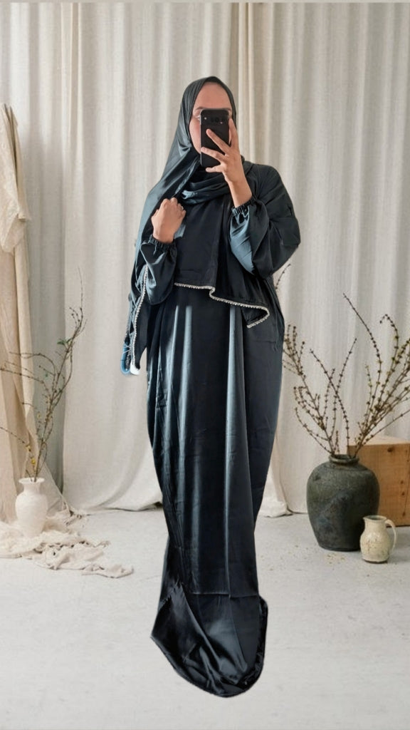 Signature Prayer Abaya With Hijab | Deep Bottle Green