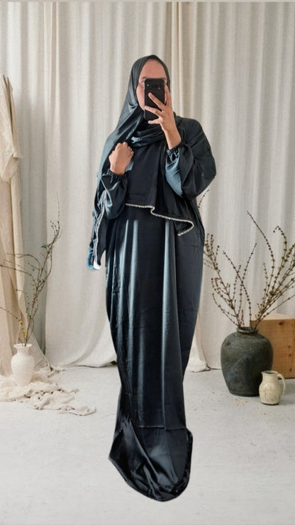 Signature Prayer Abaya With Hijab | Deep Bottle Green