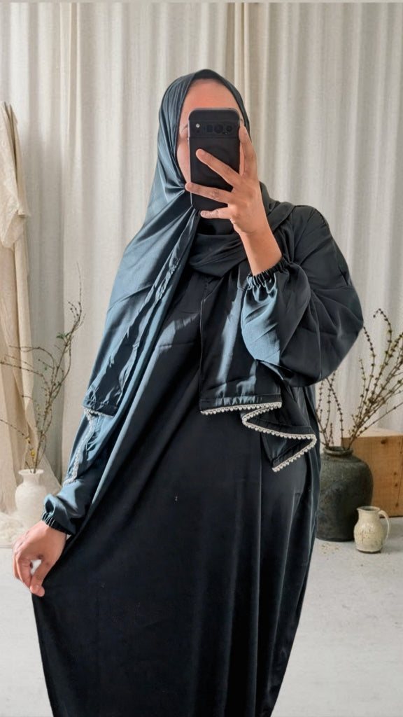 Signature Prayer Abaya With Hijab | Deep Bottle Green