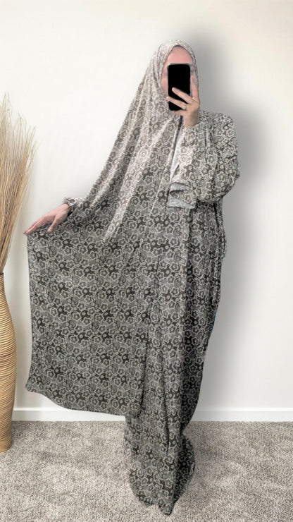 Abaya De Prière Modeste Avec Hijab | Paisley Marron