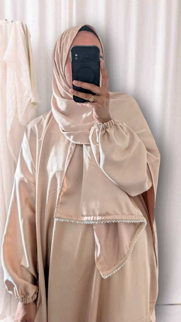 Bescheidene Gebets-Abaya mit Hijab | Lila Mandala-Druck