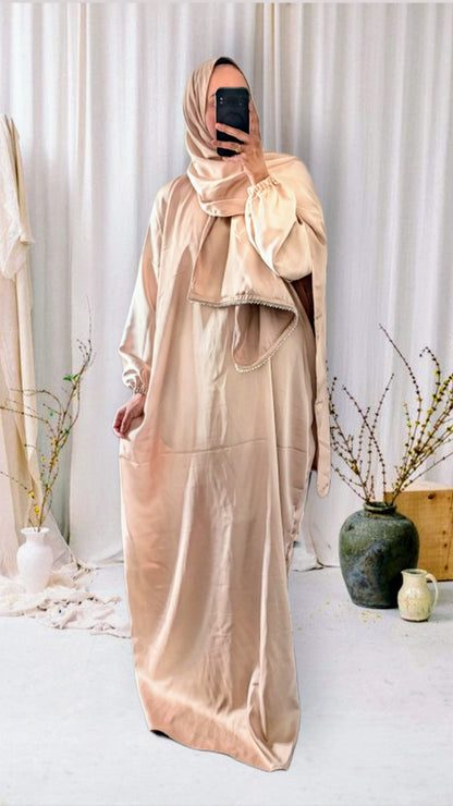 Bescheidene Gebets-Abaya mit Hijab | Lila Mandala-Druck