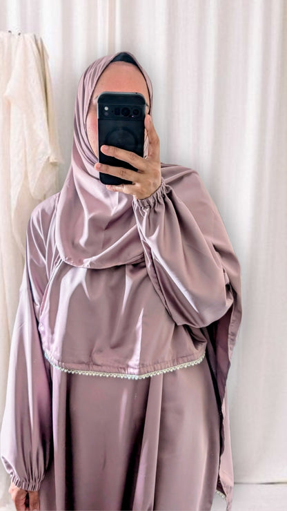 Signature Prayer Abaya With Hijab | Light Mauve