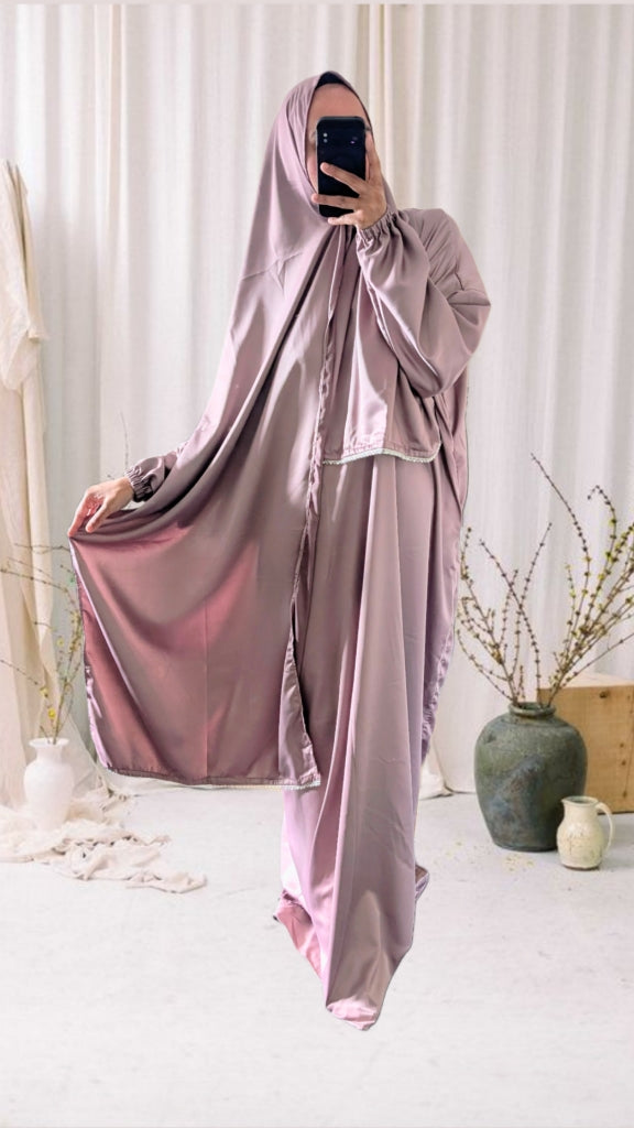 Signature Prayer Abaya With Hijab | Light Mauve