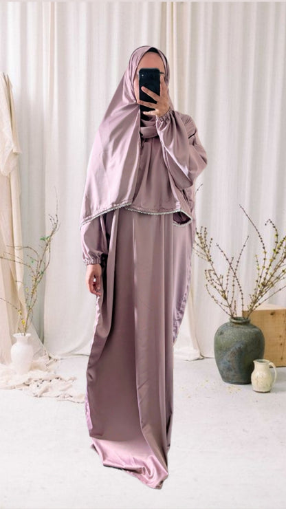 Signature Prayer Abaya With Hijab | Light Mauve