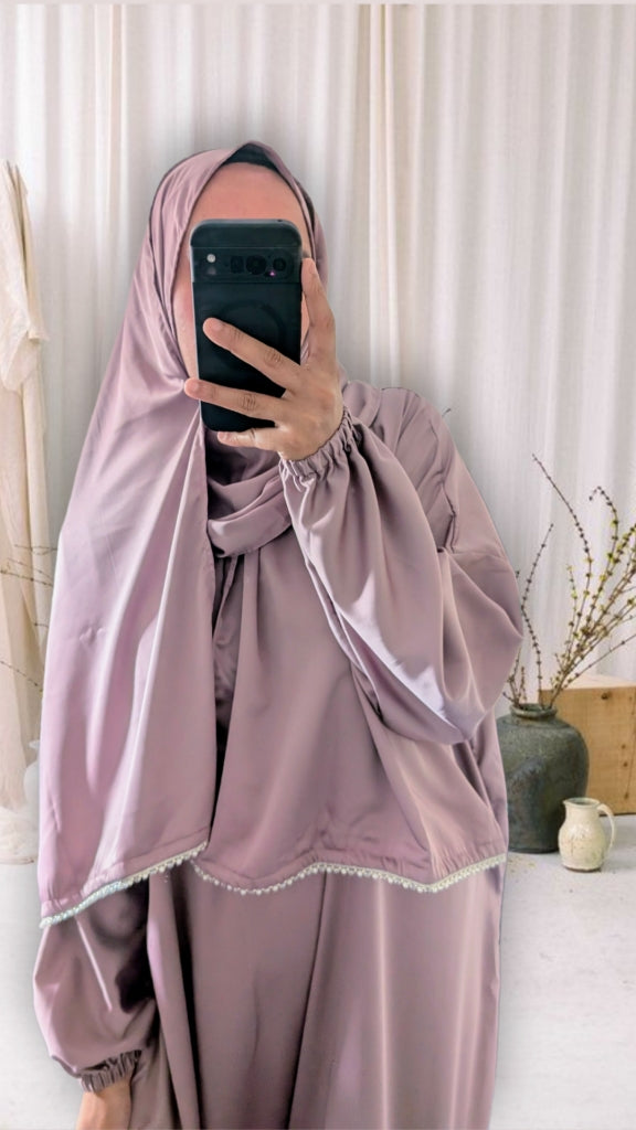 Signature Prayer Abaya With Hijab | Light Mauve
