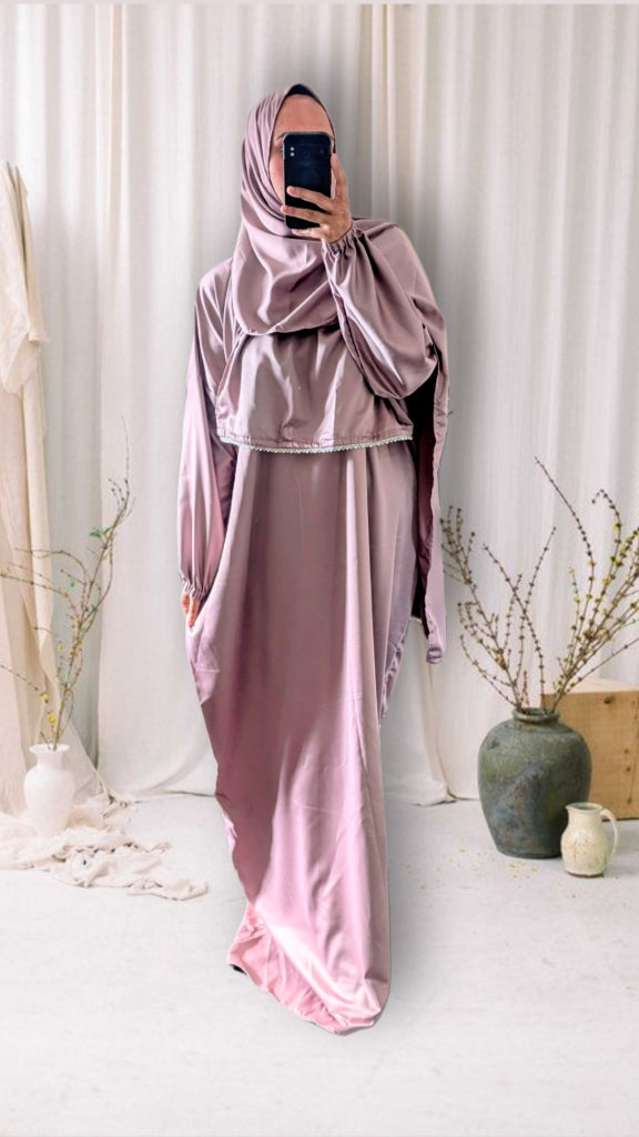 Signature Prayer Abaya With Hijab | Light Mauve