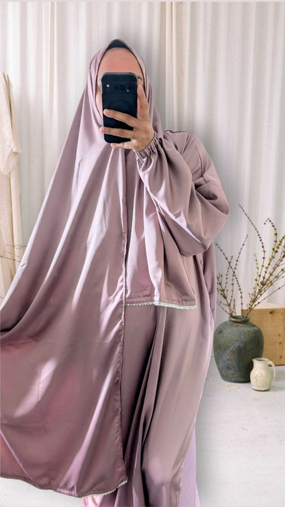 Signature Prayer Abaya With Hijab | Light Mauve