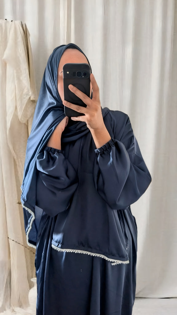 Bescheidene Gebets-Abaya mit Hijab | Lila Mandala-Druck
