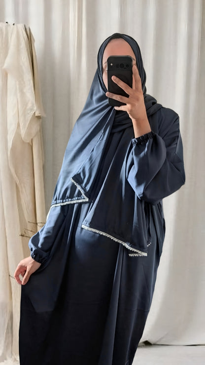 Bescheidene Gebets-Abaya mit Hijab | Lila Mandala-Druck