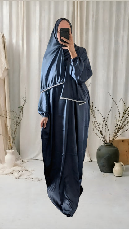 Bescheidene Gebets-Abaya mit Hijab | Lila Mandala-Druck