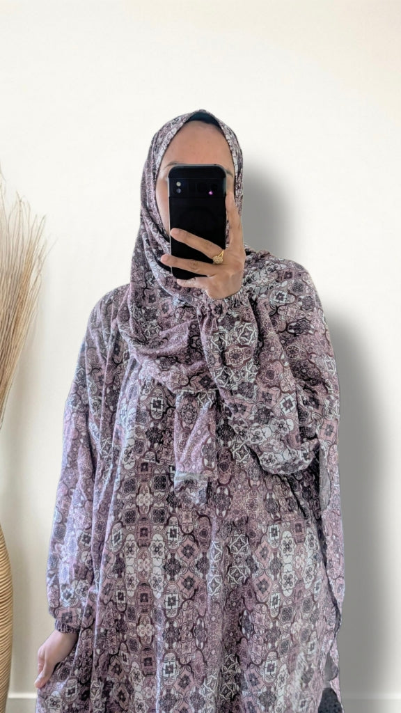 Modest Prayer Abaya With Hijab | Pink Mosaic