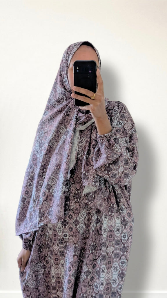 Modest Prayer Abaya With Hijab | Pink Mosaic