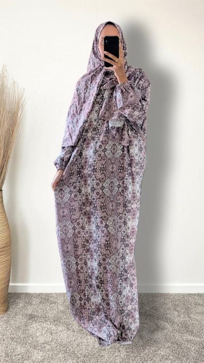 Modest Prayer Abaya With Hijab | Pink Mosaic