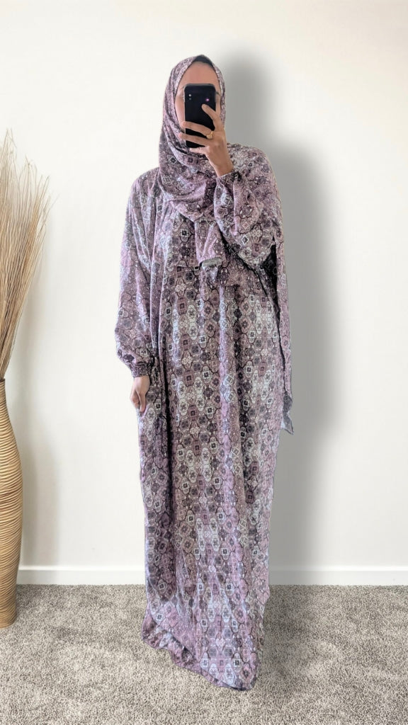 Modest Prayer Abaya With Hijab | Pink Mosaic