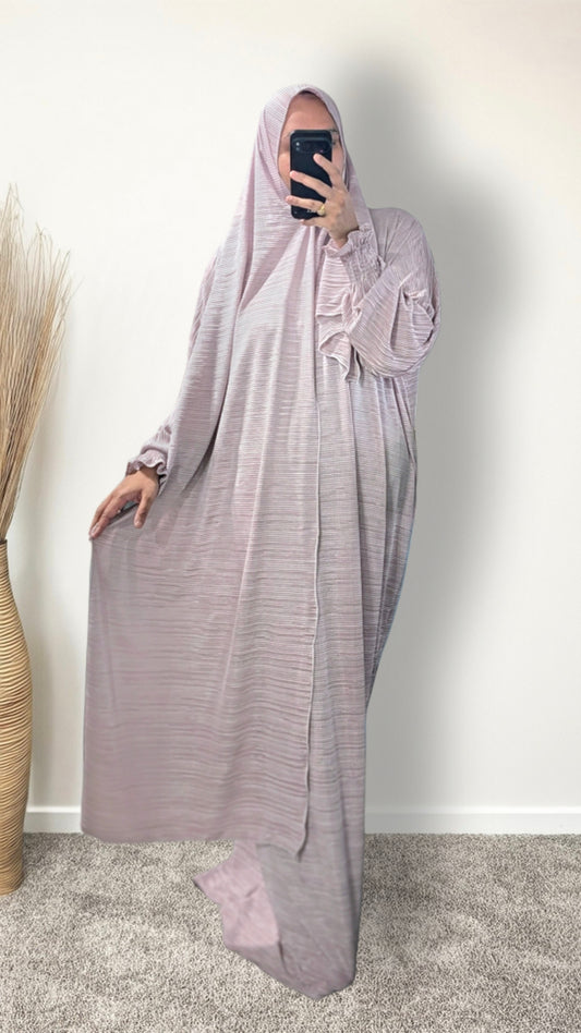 Modest Prayer Abaya With Hijab | Pink Pleat