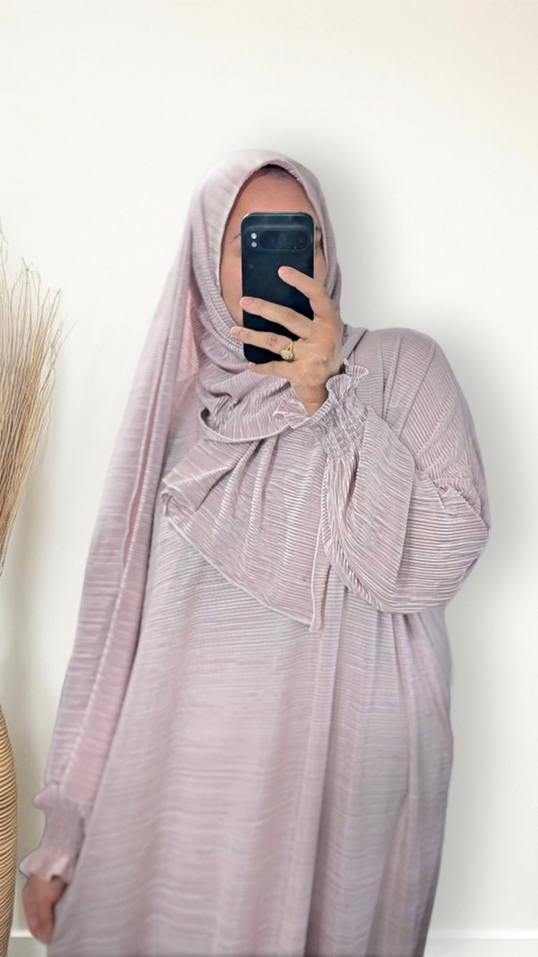 Modest Prayer Abaya With Hijab | Pink Pleat
