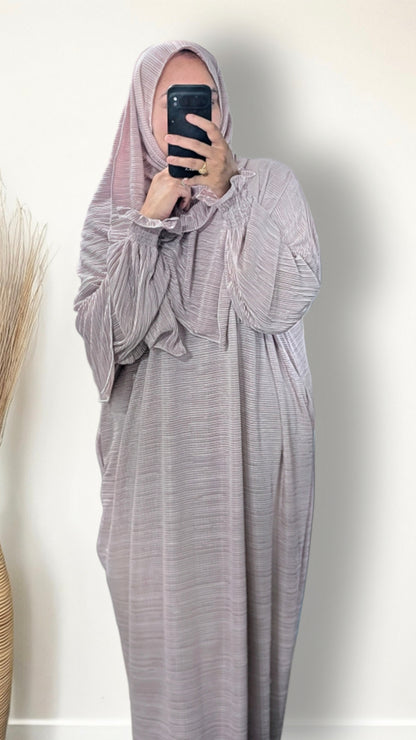 Modest Prayer Abaya With Hijab | Pink Pleat