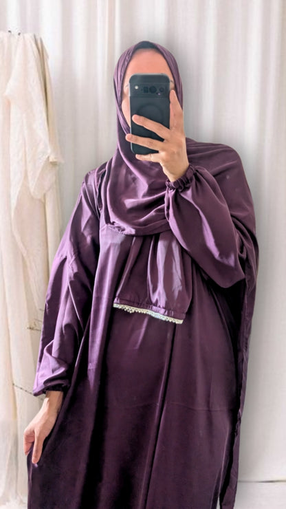 Signature Prayer Abaya With Hijab | Plum