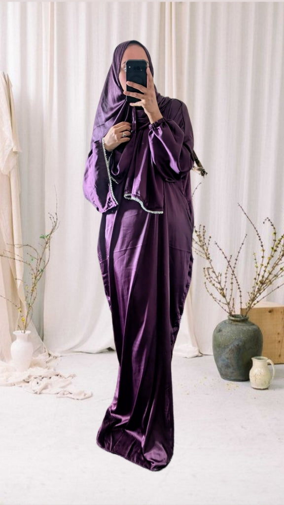 Signature Prayer Abaya With Hijab | Plum