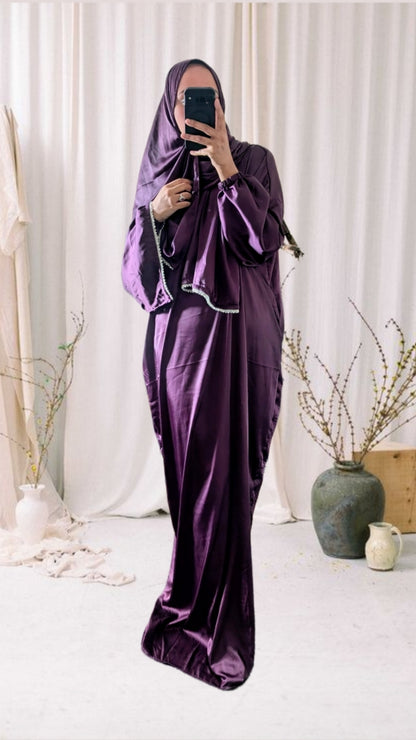 Signature Prayer Abaya With Hijab | Plum