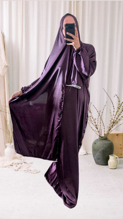 Signature Prayer Abaya With Hijab | Plum