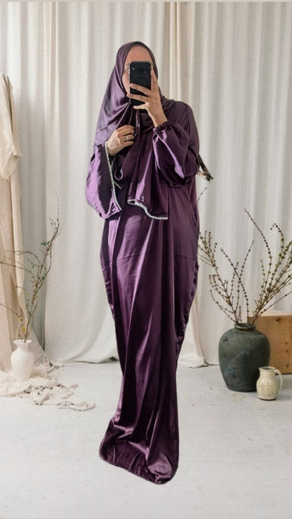 Signature Prayer Abaya With Hijab | Plum