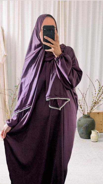Signature Prayer Abaya With Hijab | Plum