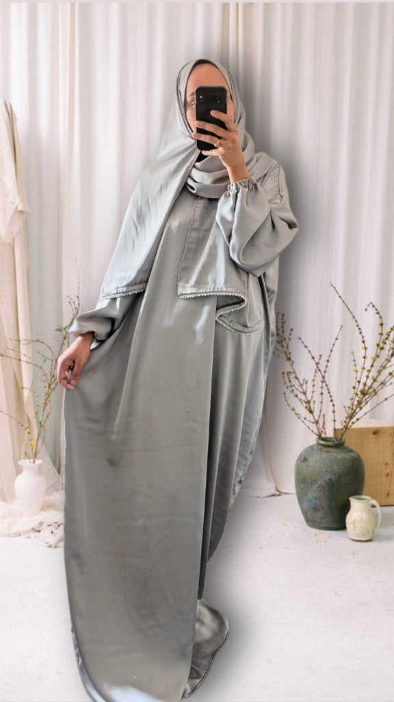 Abaya de prière modeste avec hijab | Imprimé mandala violet