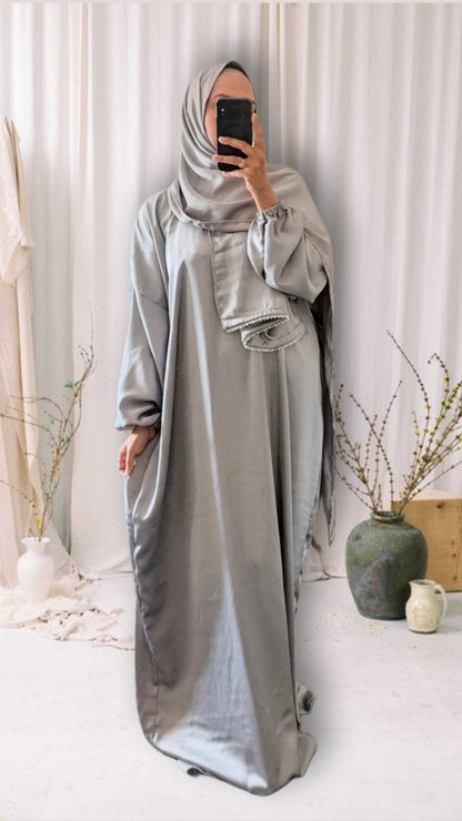 Abaya de prière modeste avec hijab | Imprimé mandala violet