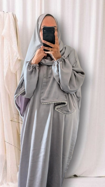 Abaya de prière modeste avec hijab | Imprimé mandala violet