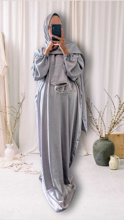 Abaya de prière modeste avec hijab | Imprimé mandala violet