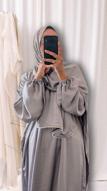 Abaya de prière modeste avec hijab | Imprimé mandala violet