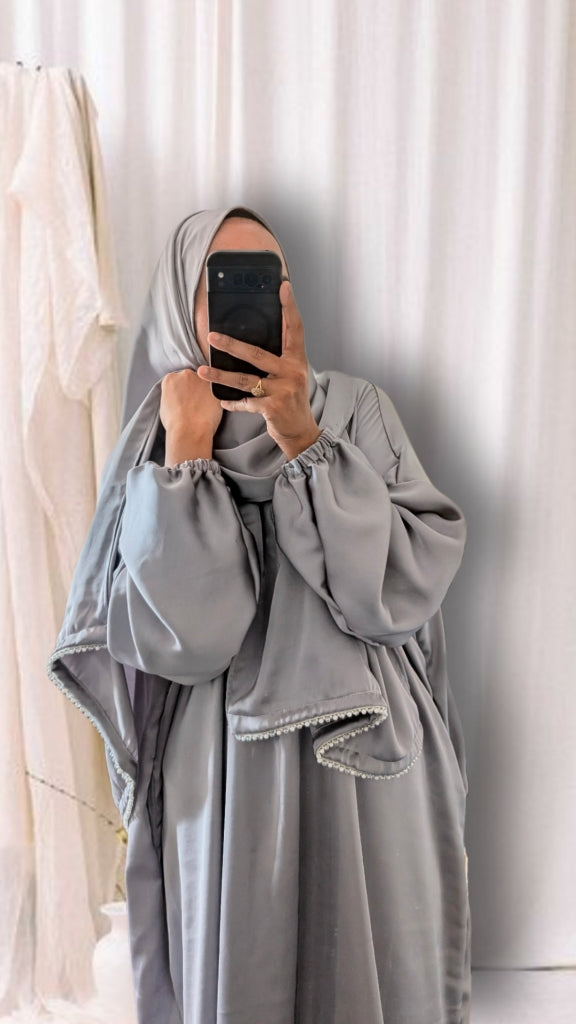 Abaya de prière modeste avec hijab | Imprimé mandala violet