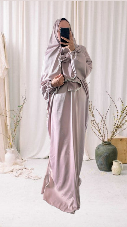 Signature Prayer Abaya With Hijab | Soft Taupe