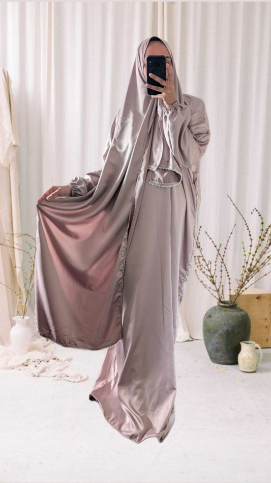 Signature Prayer Abaya With Hijab | Soft Taupe