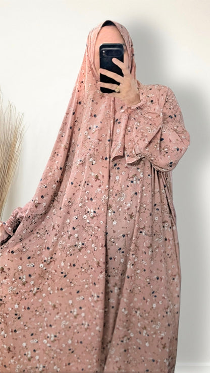 Modest Prayer Abaya With Hijab | Pink Bloom